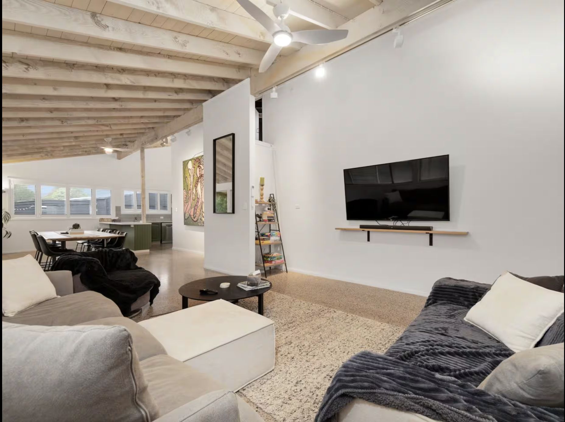 The living room and television